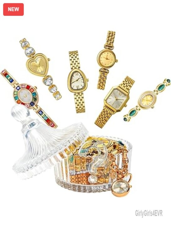 6-Pack Women\'s Vintage Dainty Gold Watch Set with Adjustable Band & Link main image 7
